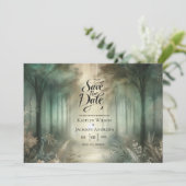 Sage Green Enchanted Forest Radiance Wedding Save The Date (Staand voorkant)