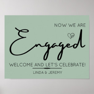 Sage Green Engagement Party Welkomstteken Poster