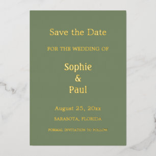 Sage Green Enregistrer la date Foil Invitation