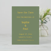 Sage Green Enregistrer la date Foil Invitation (Debout devant)