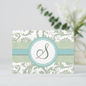 Sage Green et Aqua Mariage damassé RSVP (Debout devant)