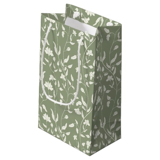 Sage Green et crème Florale Sac cadeau (Dos Angle)