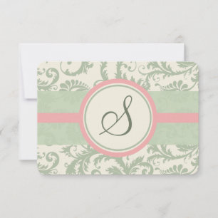 Sage Green et Dusty Rose Mariage damassé RSVP