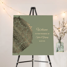 Sage Green et Gold Mariage Bienvenue Elégant Luxe