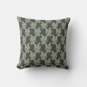 SAGE GREEN EUCALYPTUS BLACK PATTERNED CUSHION KUSSEN