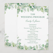 Sage Green Eucalyptus Botanical Wedding PROGRAM Programma (Voorkant / Achterkant)