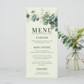 Sage Green Eucalyptus Elegant Boho Wedding Menu (Staand voorkant)