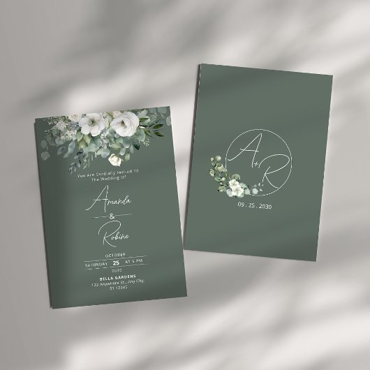 Sage Green Eucalyptus Faire-part de mariage