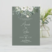 Sage Green Eucalyptus Faire-part de mariage (Debout devant)