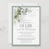 Sage Green Eucalyptus Floral Celebration of Life Kaart (Voorkant)