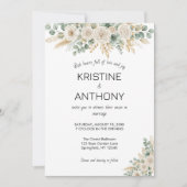 Sage Green Eucalyptus Floral Faire-part de mariage (Devant)