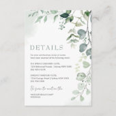 Sage Green Eucalyptus Garden Weddenschap Details Informatiekaartje (Voorkant)
