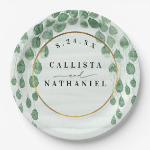 Sage Green Eucalyptus Garland Gold Oval Weddenscha Papieren Bordje