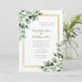 Sage Green Eucalyptus Greenery Gold Frame Wedding Kaart (Staand voorkant)