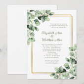 Sage Green Eucalyptus Greenery Gold Frame Wedding Kaart (Voorkant / Achterkant)