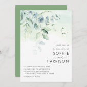 Sage Green Eucalyptus Greenery in one Wedding Kaart (Voorkant / Achterkant)