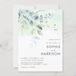 Sage Green Eucalyptus Greenery in one Wedding Kaart
