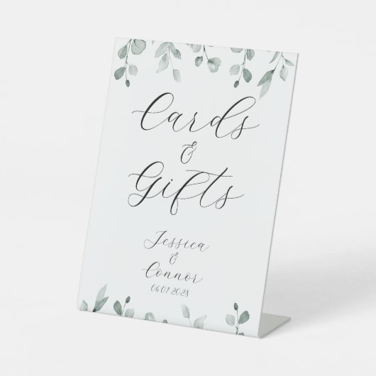 Sage Green Eucalyptus Greenery Kaarten & Gifts Reclamebord Met Voetstuk (Voorkant)