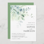 Sage Green Eucalyptus Greenery Wedding Kaart (Voorkant / Achterkant)