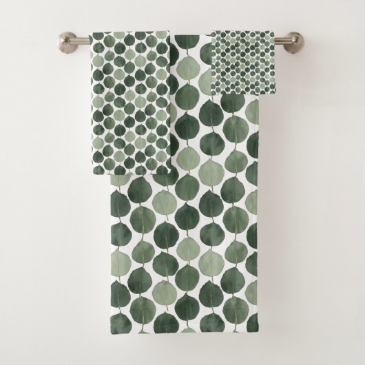 Sage Green Eucalyptus Leaf Pattern Botanical Plant Bad Handdoek (Insitu)