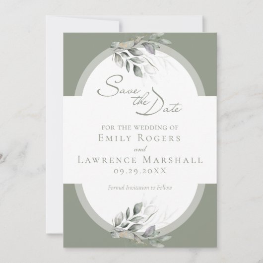 Sage Green Eucalyptus Mariage Enregistrer la carte (Devant)