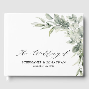 Sage Green Eucalyptus Minimalist Botanical Weddens Gastenboek