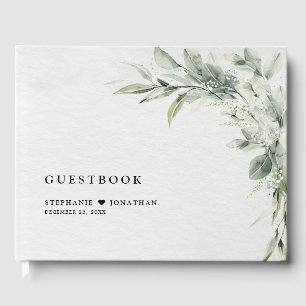 Sage Green Eucalyptus Minimalist Botanical Weddens Gastenboek
