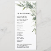 Sage Green Eucalyptus Minimalist Botanical Weddens Programma (Achterkant)