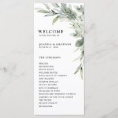 Sage Green Eucalyptus Minimalist Botanical Weddens Programma (Voorkant)
