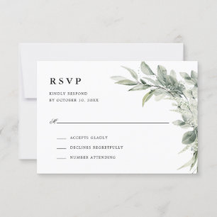 Sage Green Eucalyptus Minimalist Botanical Weddens RSVP Kaartje
