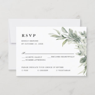 Sage Green Eucalyptus Minimalist Botanical Weddens RSVP Kaartje
