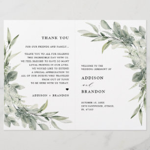 Sage Green Eucalyptus Minimalistisch huwelijksprog