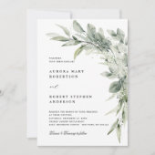 Sage Green Eucalyptus Minimalistische QR-code Trou Kaart (Voorkant)