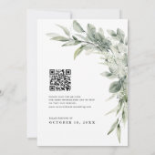Sage Green Eucalyptus Minimalistische QR-code Trou Kaart (Achterkant)