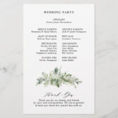 Sage Green Eucalyptus Programme de mariage botaniq (Dos)