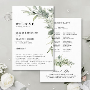 Sage Green Eucalyptus Programme de mariage botaniq