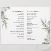 Sage Green Eucalyptus Programme de mariage minimal (Dos)
