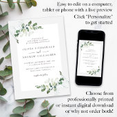 Sage Green Eucalyptus QR Code All in One Weddensch Kaart