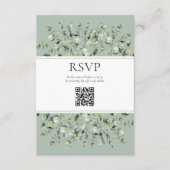 Sage Green Eucalyptus QR Code Wedding RSVP Informatiekaartje (Voorkant)