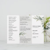 Sage Green Eucalyptus Trfold mariage Programme (Debout devant)