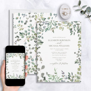 Sage Green Eucalyptus Waterverf Weddenschap Kaart
