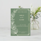 Sage Green Eucalyptus Wedding Save The Date (Debout devant)