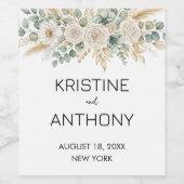 Sage Green Eucalyptus Wedding  Wijn Etiket (Enkel label)