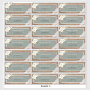 Sage Green Eucalyptus White Floral Lace Adres Sticker