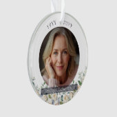 Sage Green Eucalyptus White Roses Remembrance Ornament (voorkant)