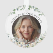 Sage Green Eucalyptus White Roses Remembrance Ornament (achterkant)
