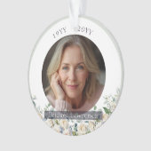 Sage Green Eucalyptus White Roses Remembrance Ornament (voorkant)