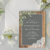 Sage Green Eucalyptus Wood Lace Script Weddenschap Kaart