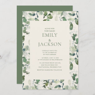 Sage Green EucalyptusLeaves Greenery Wedding Kaart