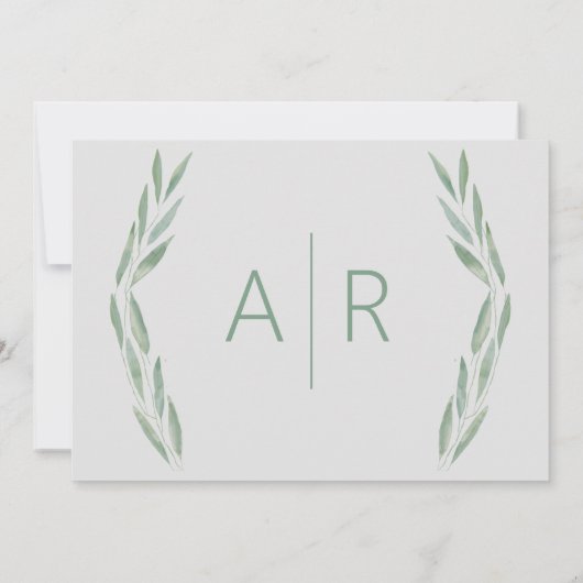 Sage Green Faire-part de mariage, Botanique (Dos)